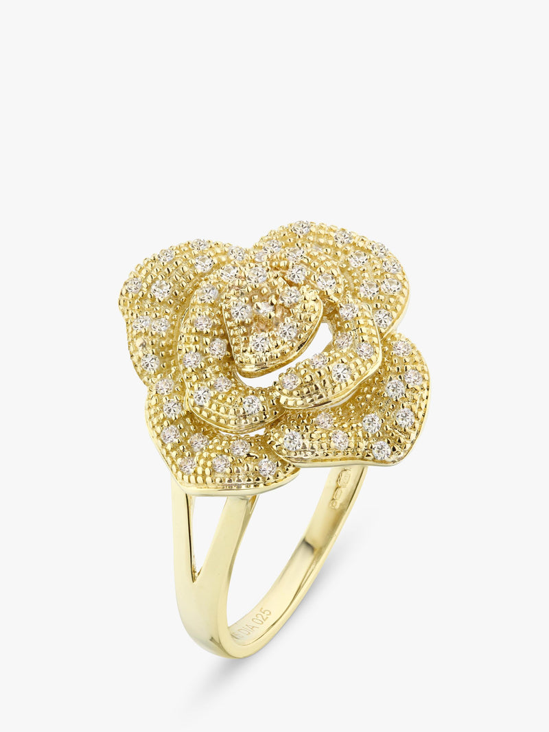 Mogul yellow gold flower cluster diamond ring 0.25ct, UK version