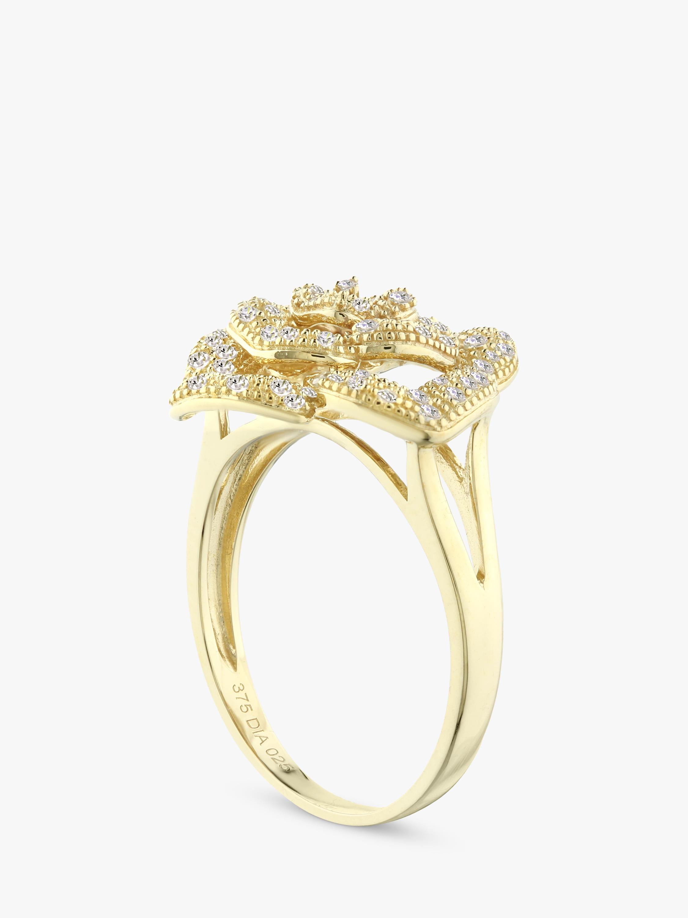 Mogul yellow gold flower cluster diamond ring 0.25ct, UK version