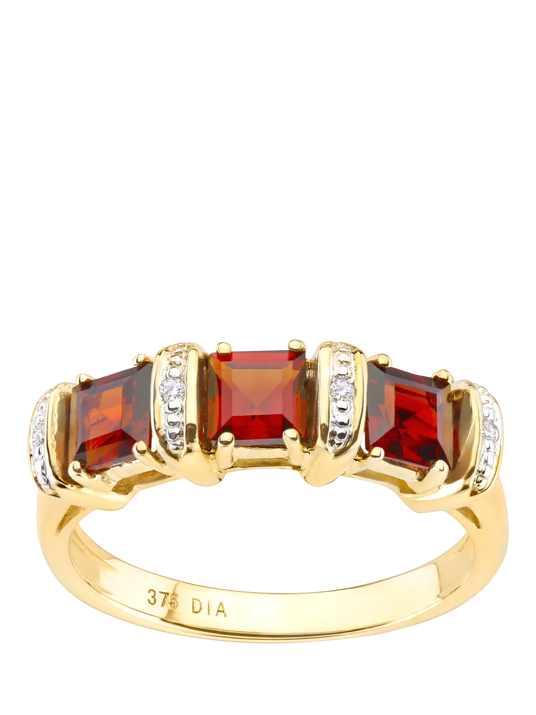Mogul 9ct gold garnet diamond eternity ring, imported from the UK