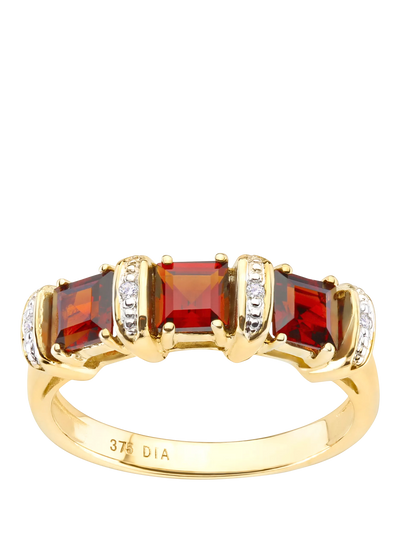 John Lewis Mogul 9ct Yellow Gold Garnet and Diamond Eternity Ring- Buy online at McGrocer