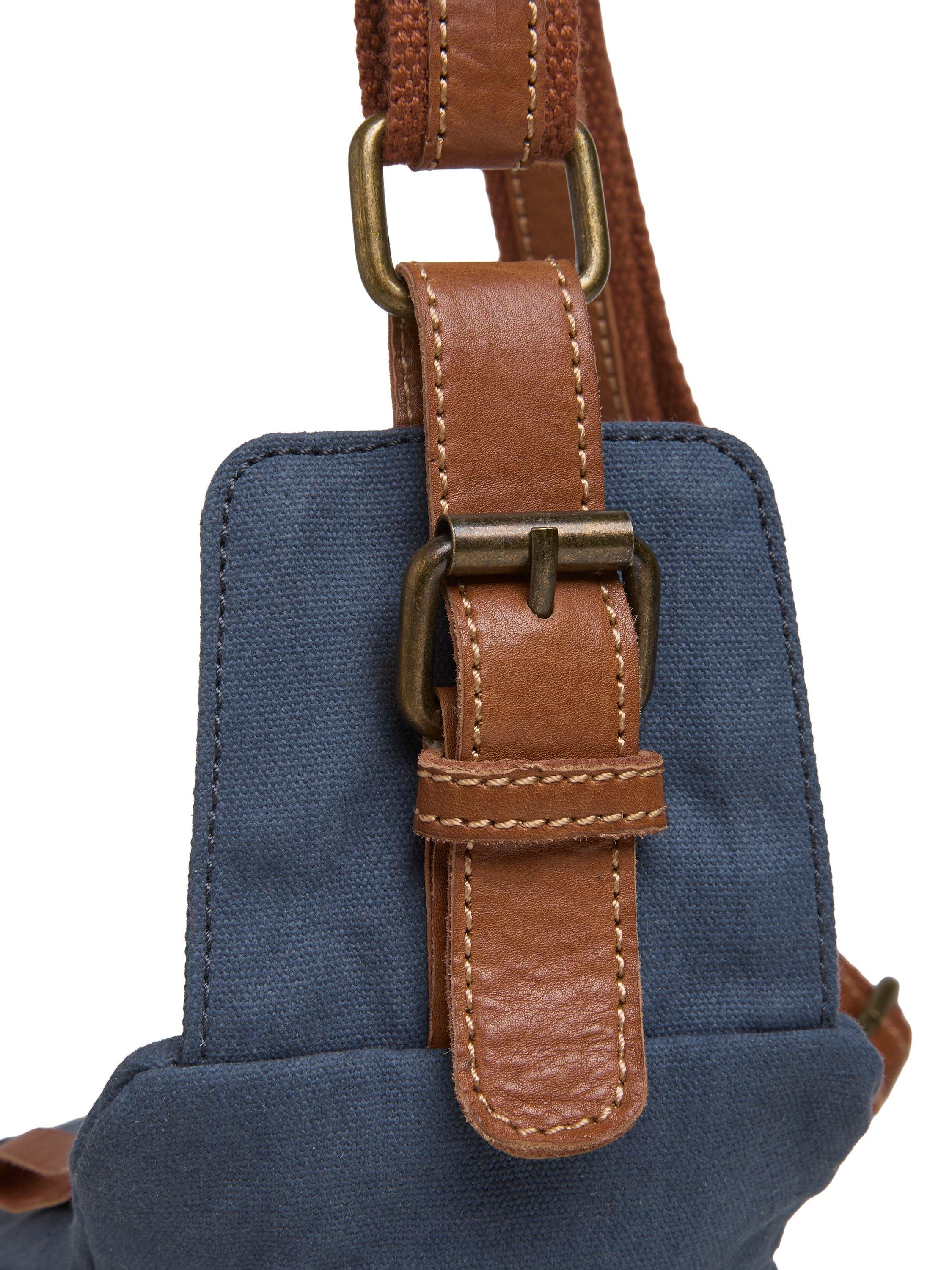 Celtic & Co. navy canvas sling bag with leather trim (British brand)