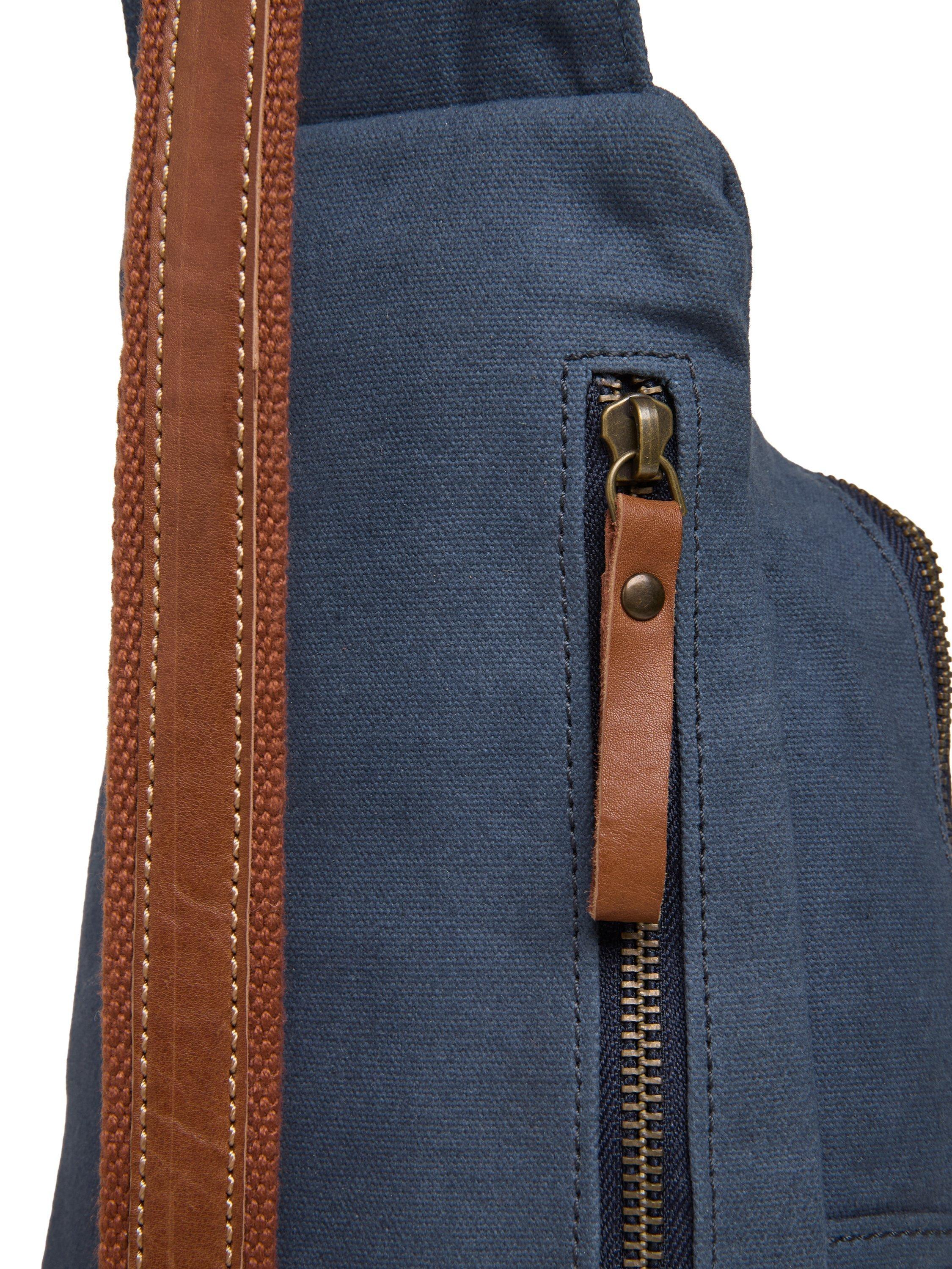 Celtic & Co. navy canvas sling bag with leather trim (British brand)