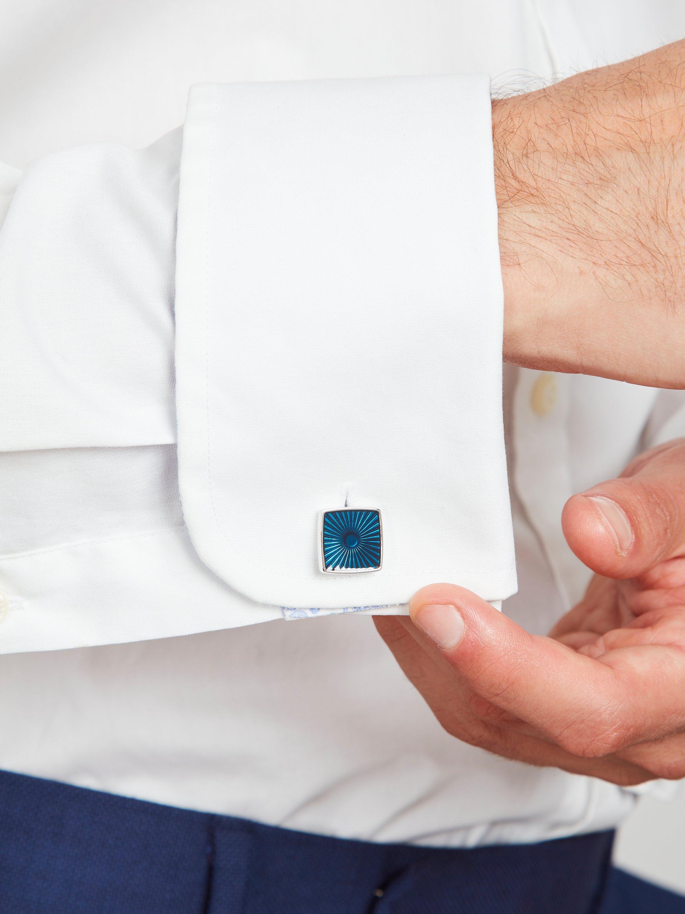 Simon Carter ray cufflinks silver blue 15mm (British brand)