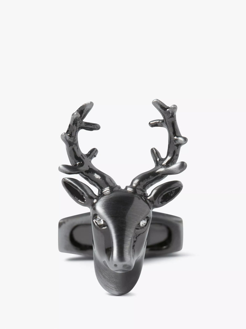 Simon Carter stag head cufflinks gunmetal - British product