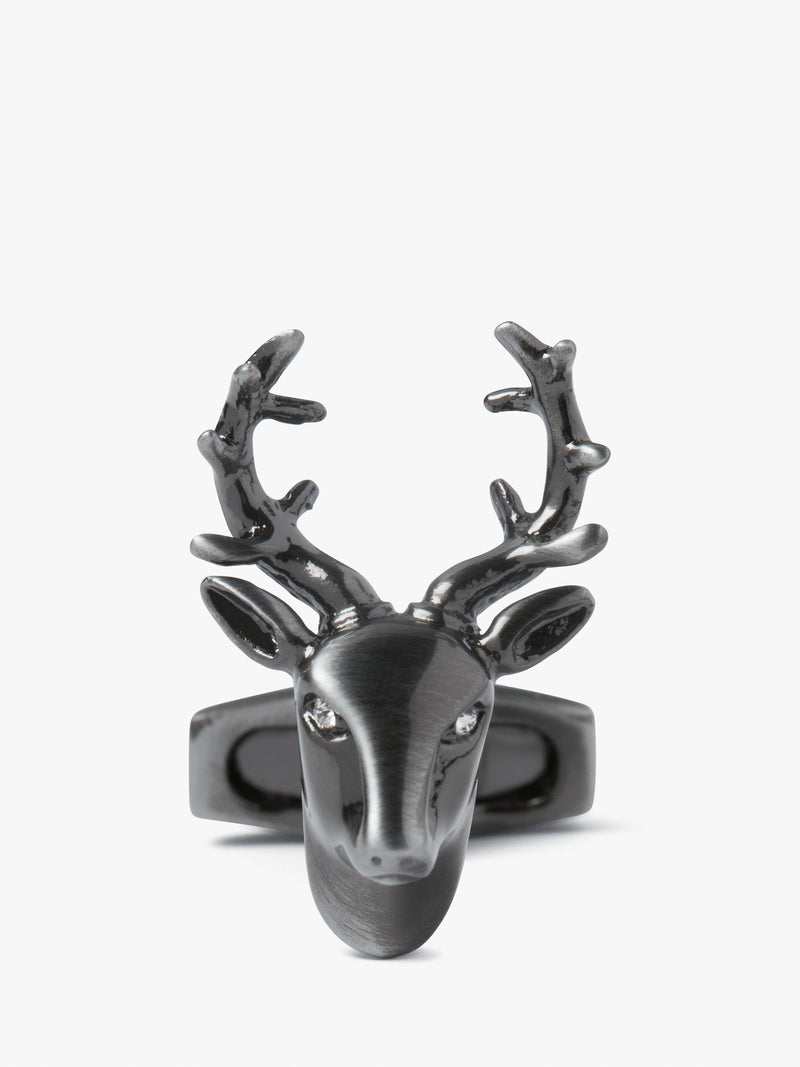 Simon Carter stag head cufflinks gunmetal - British product