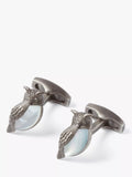 Simon Carter Darwin Owl cufflinks gunmetal white 20x13mm, UK version