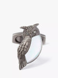 Simon Carter Darwin Owl cufflinks gunmetal white 20x13mm, UK version