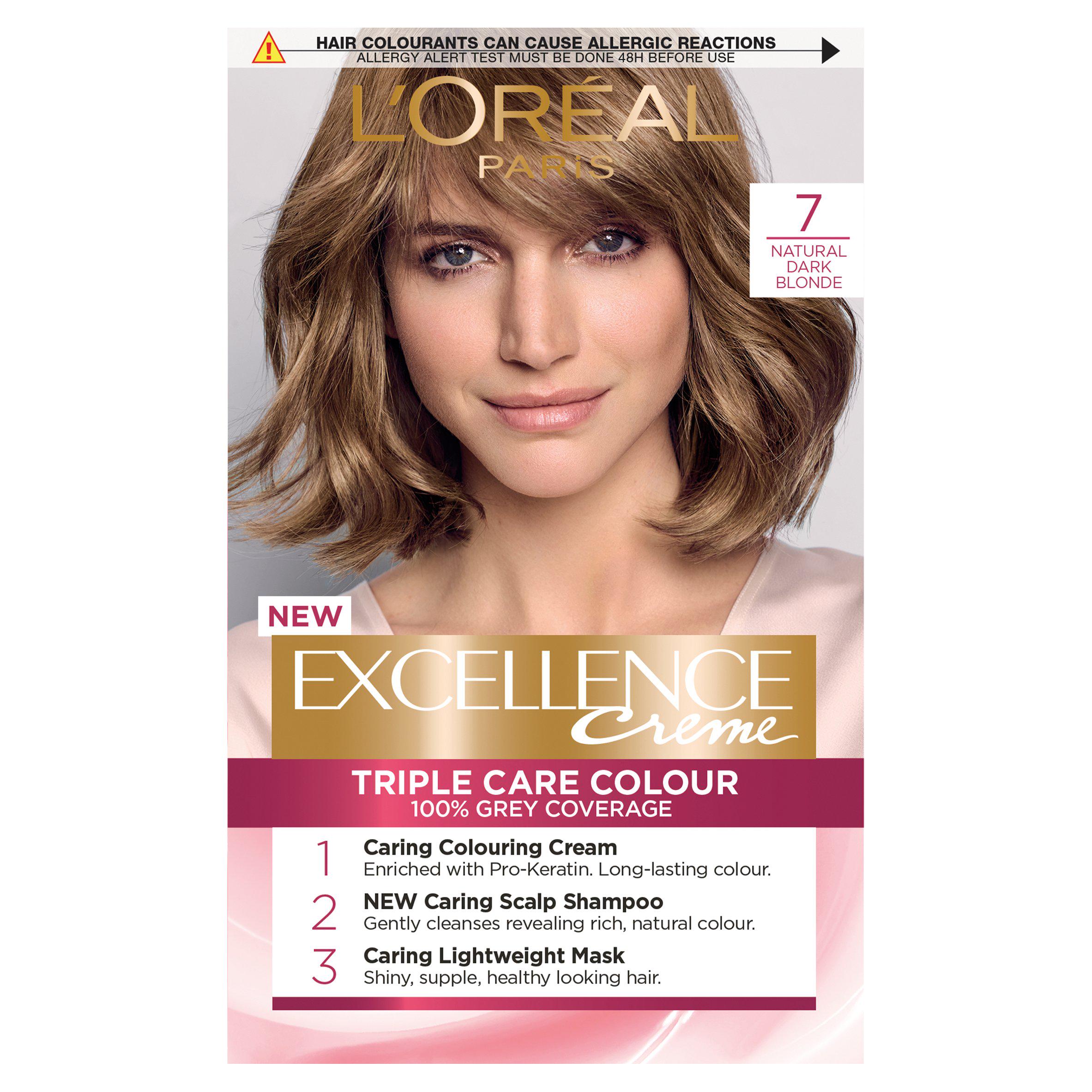 L'Oreal Paris Excellence Permanent Hair Dye Natural Dark Blonde 7 Beauty at home Sainsburys   