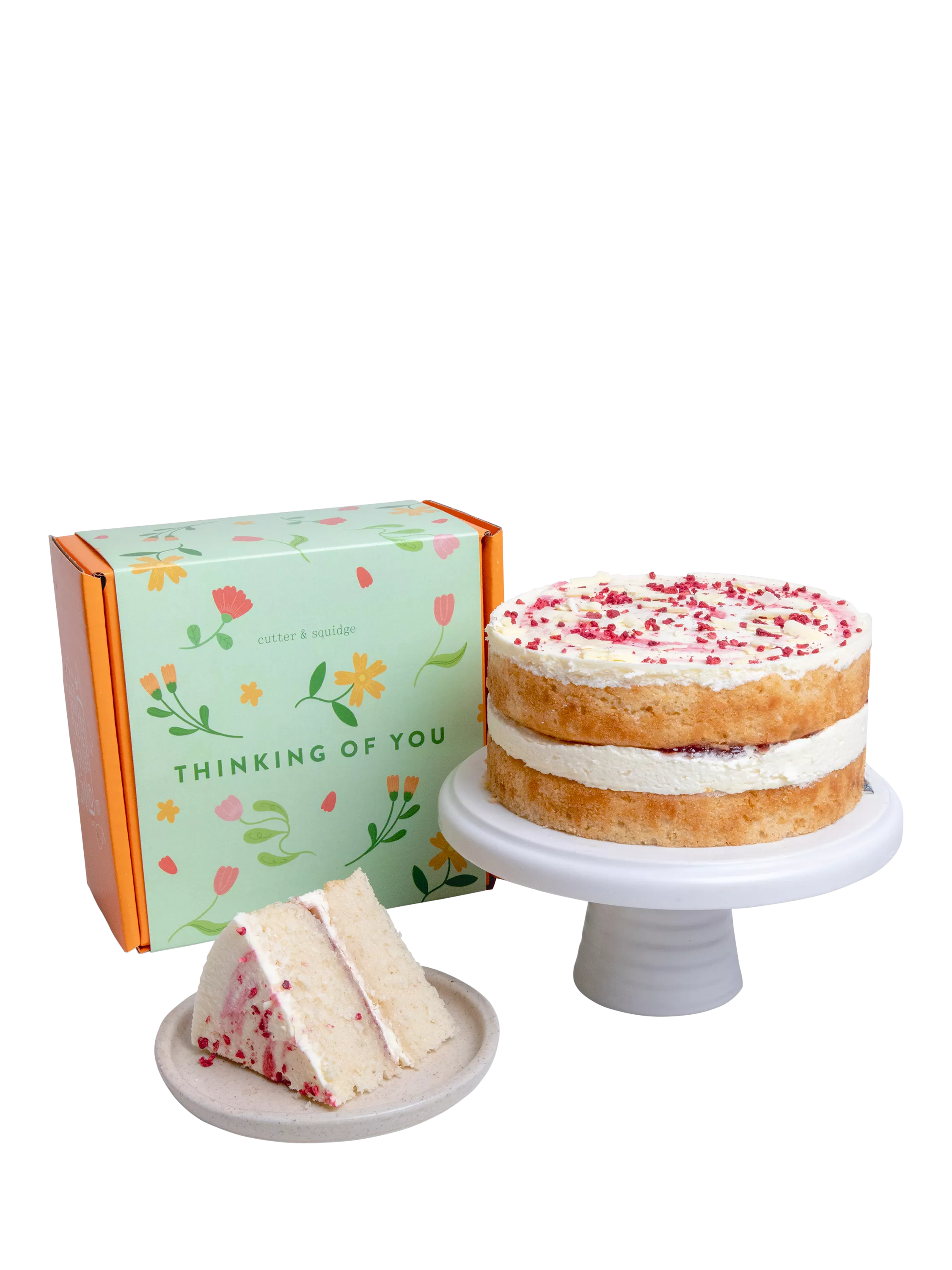 Cutter & Squidge Victoria Sponge Celebration Cake, Thinking Of You Sleeve, Small