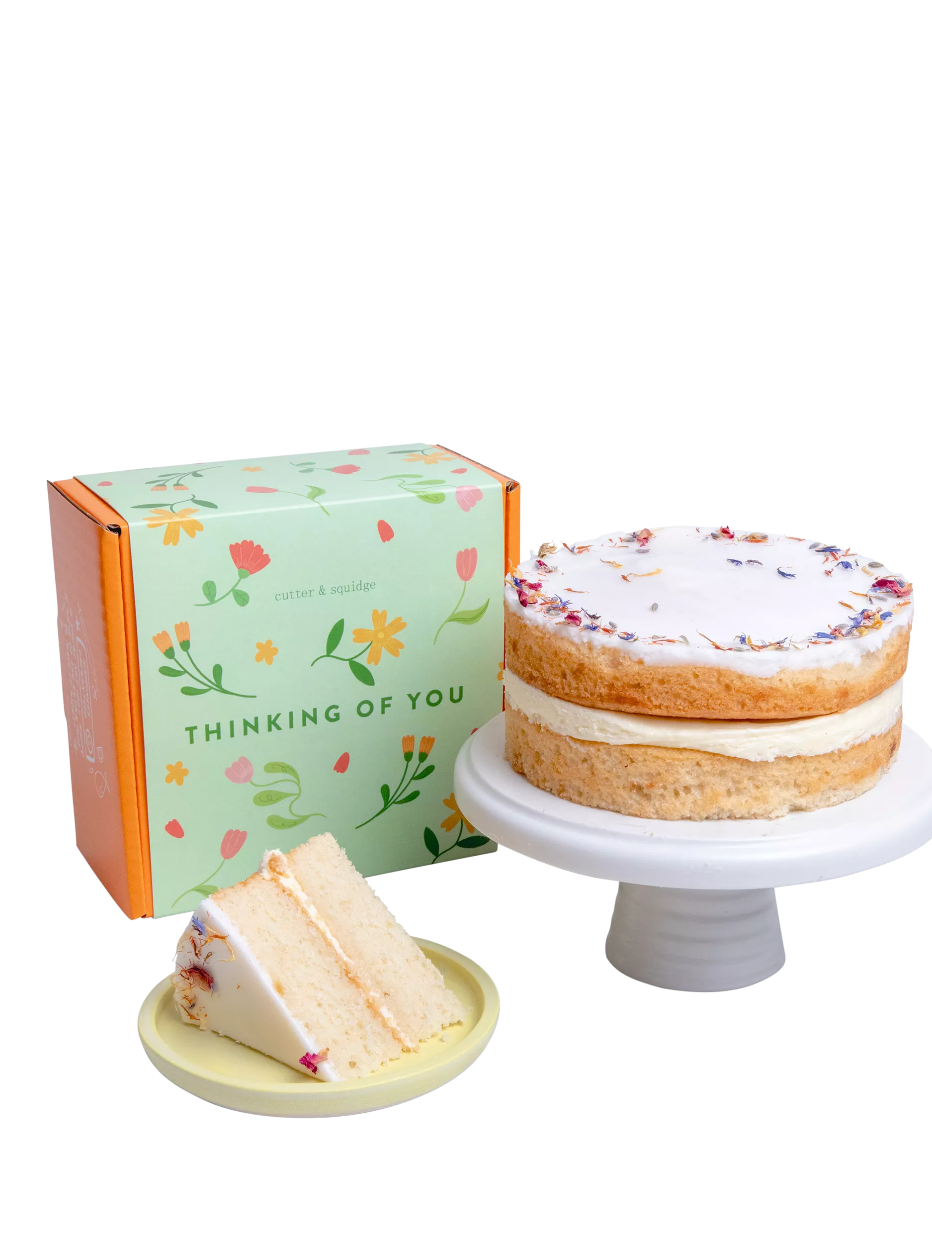 Cutter & Squidge Lemon Drizzle Sponge Cake, Thinking Of You Sleeve, Small