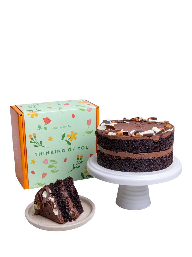 Cutter & Squidge Chocolate Fudge Caramel Cake, Thinking Of You Sleeve, Small