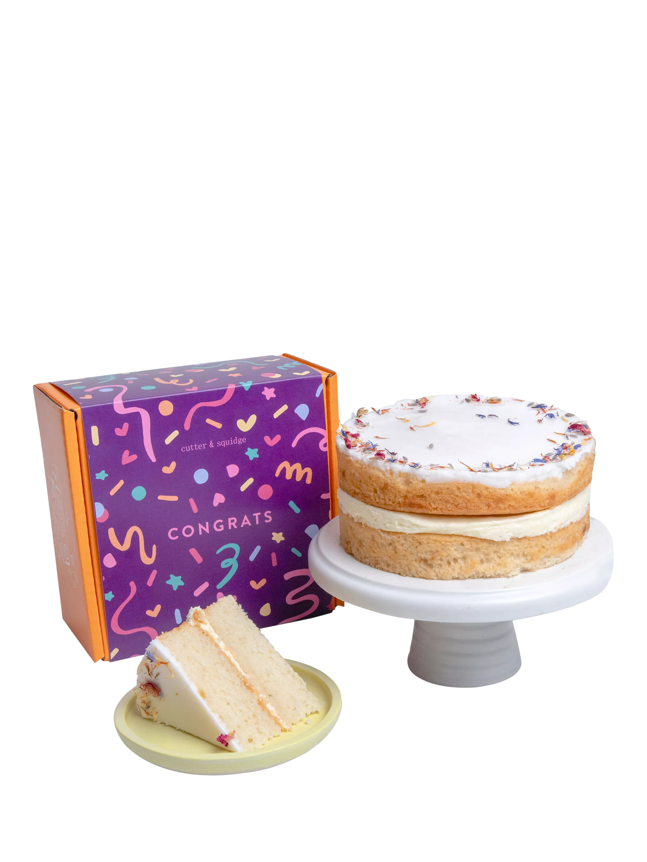 Cutter & Squidge Lemon Drizzle Sponge Cake, Congratulations Sleeve, Small