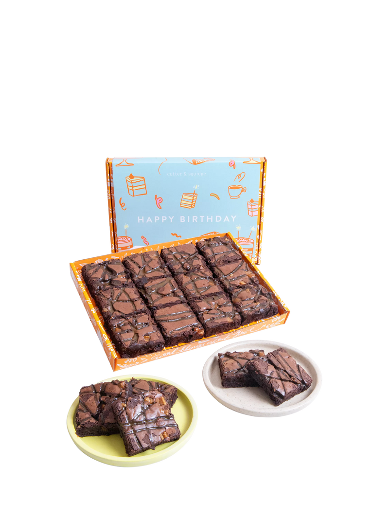 Cutter & Squidge Ultimate Fudge Brownie Box, Happy Birthday Sleeve, One Size