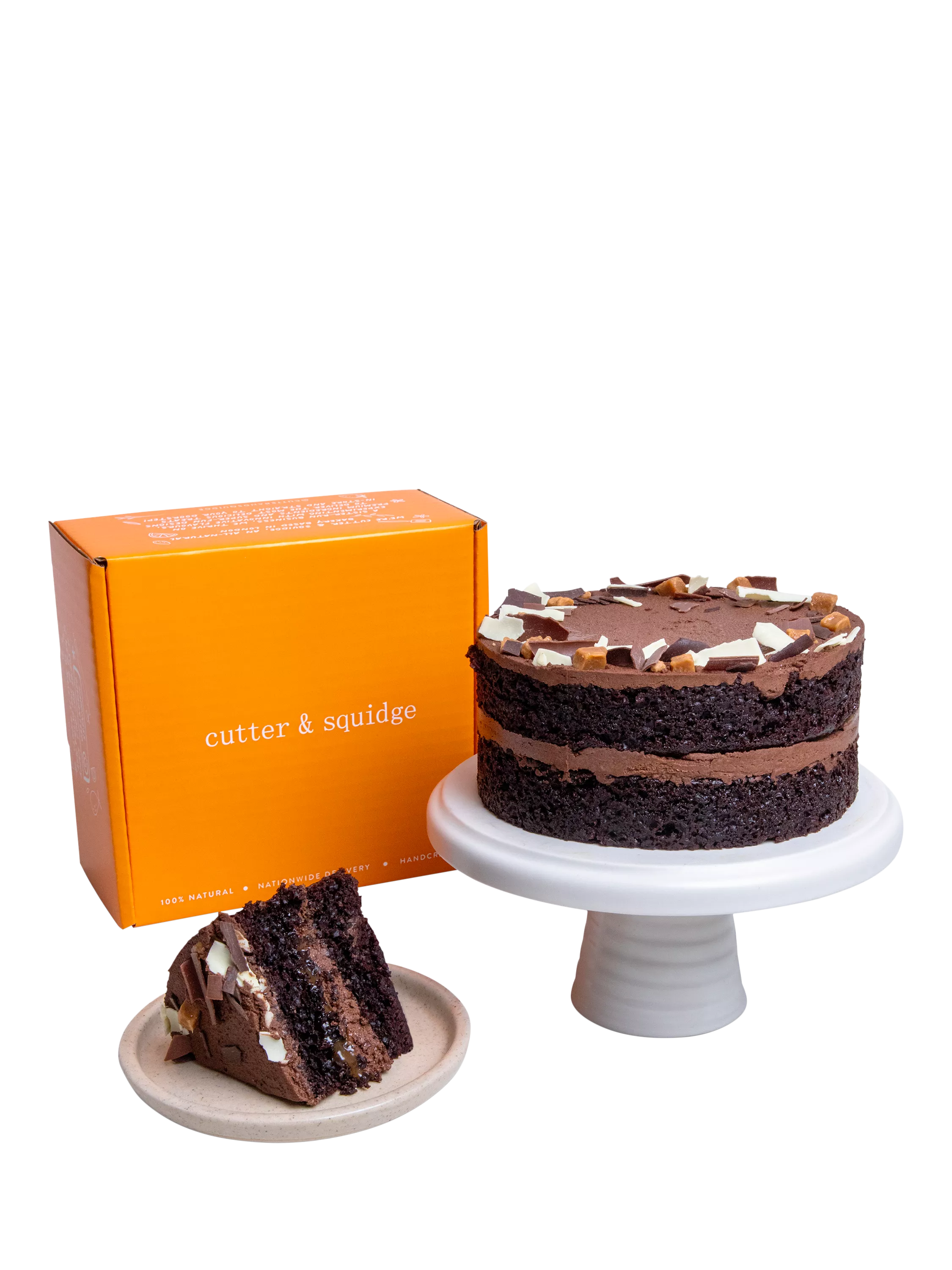 Cutter & Squidge Chocolate Fudge Caramel Cake, No Sleeve, Small