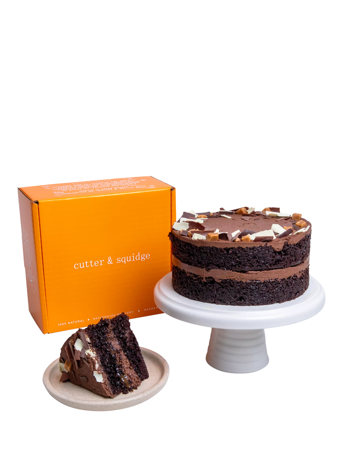 Cutter & Squidge Chocolate Fudge Caramel Cake, No Sleeve, Small