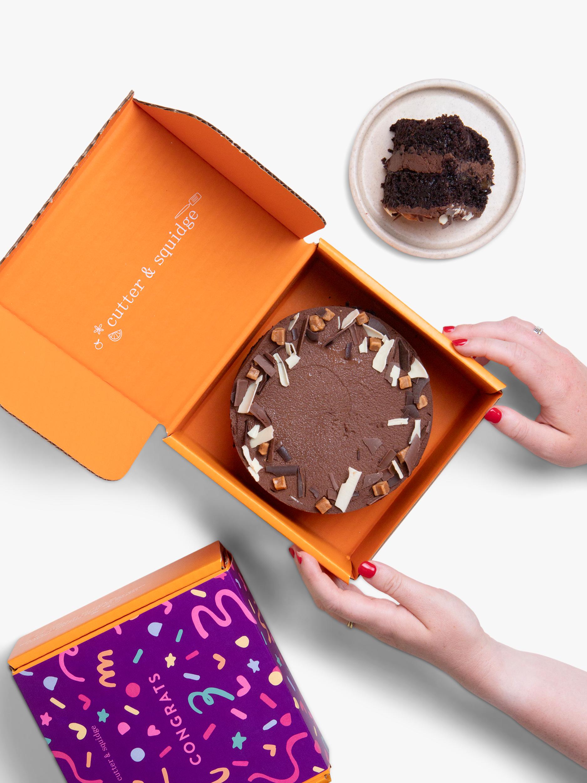 Cutter & Squidge chocolate fudge caramel cake (British brand)