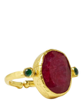 Ottoman Hands ruby cocktail ring gold adjustable - British product