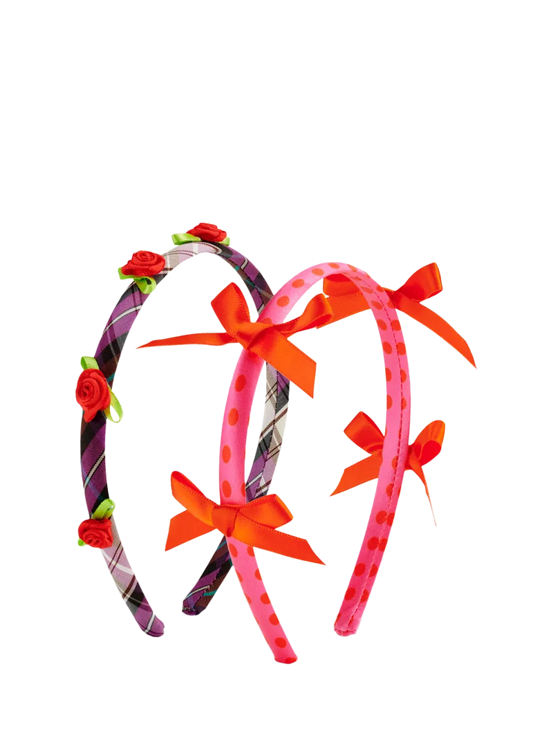 Stych kids bow and rose headband pack of 2 pink, UK version