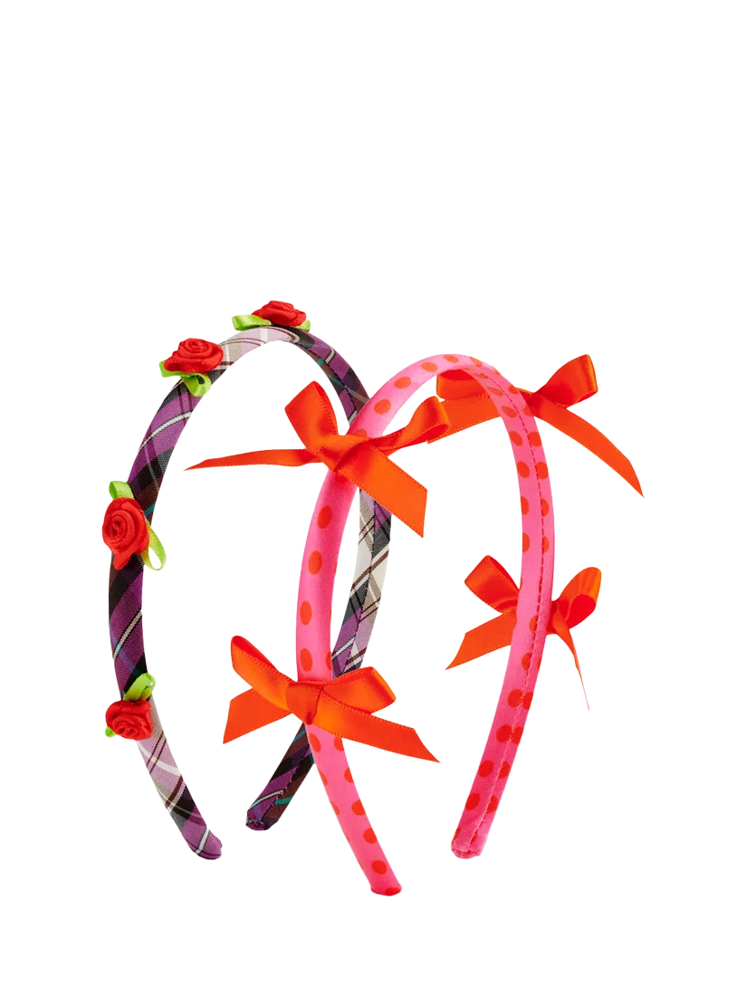 Stych kids bow and rose headband pack of 2 pink, UK version