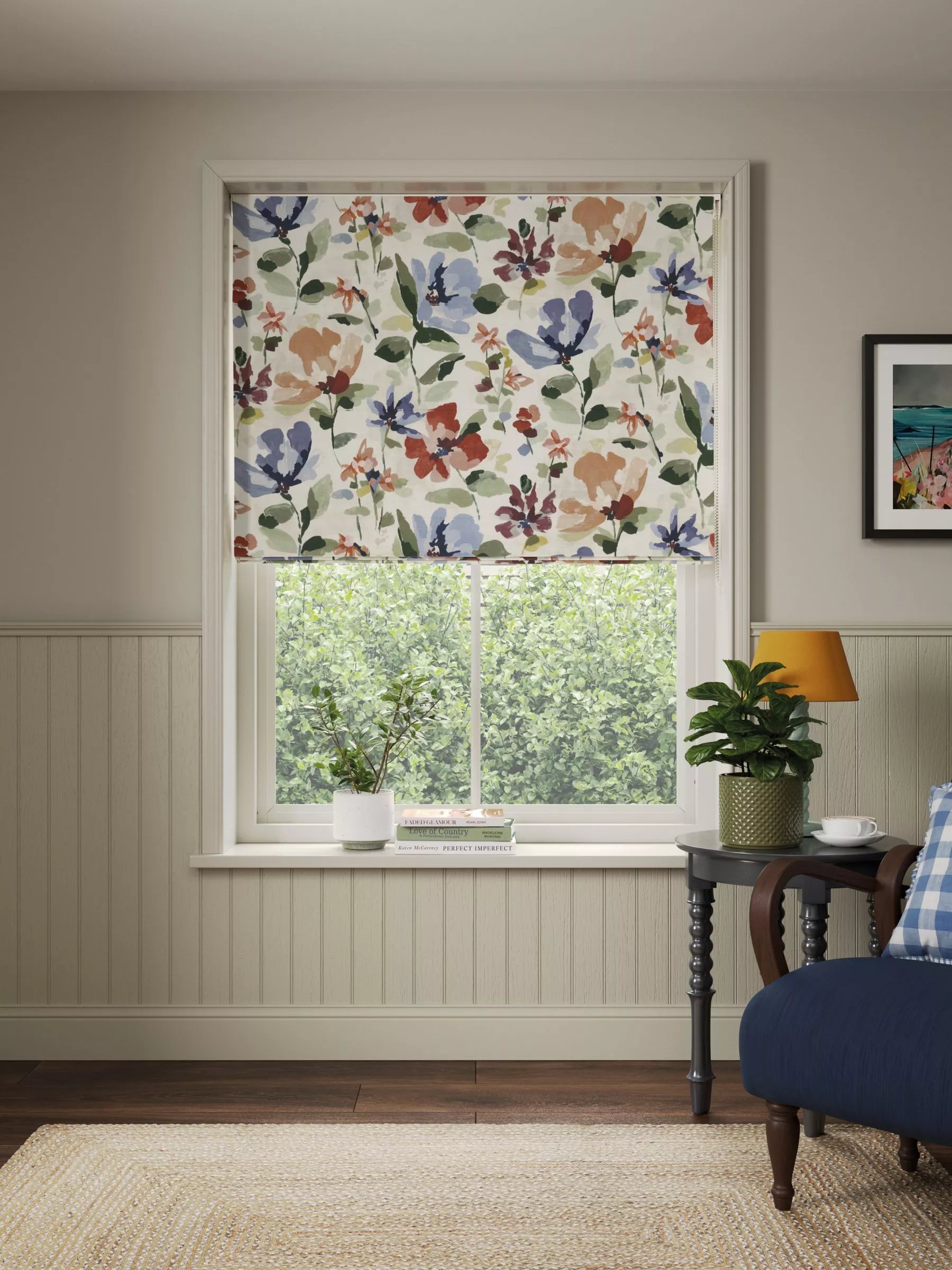 John Lewis Fleur Blackout Roman Blind, Multi, W60 x Drop 140cm