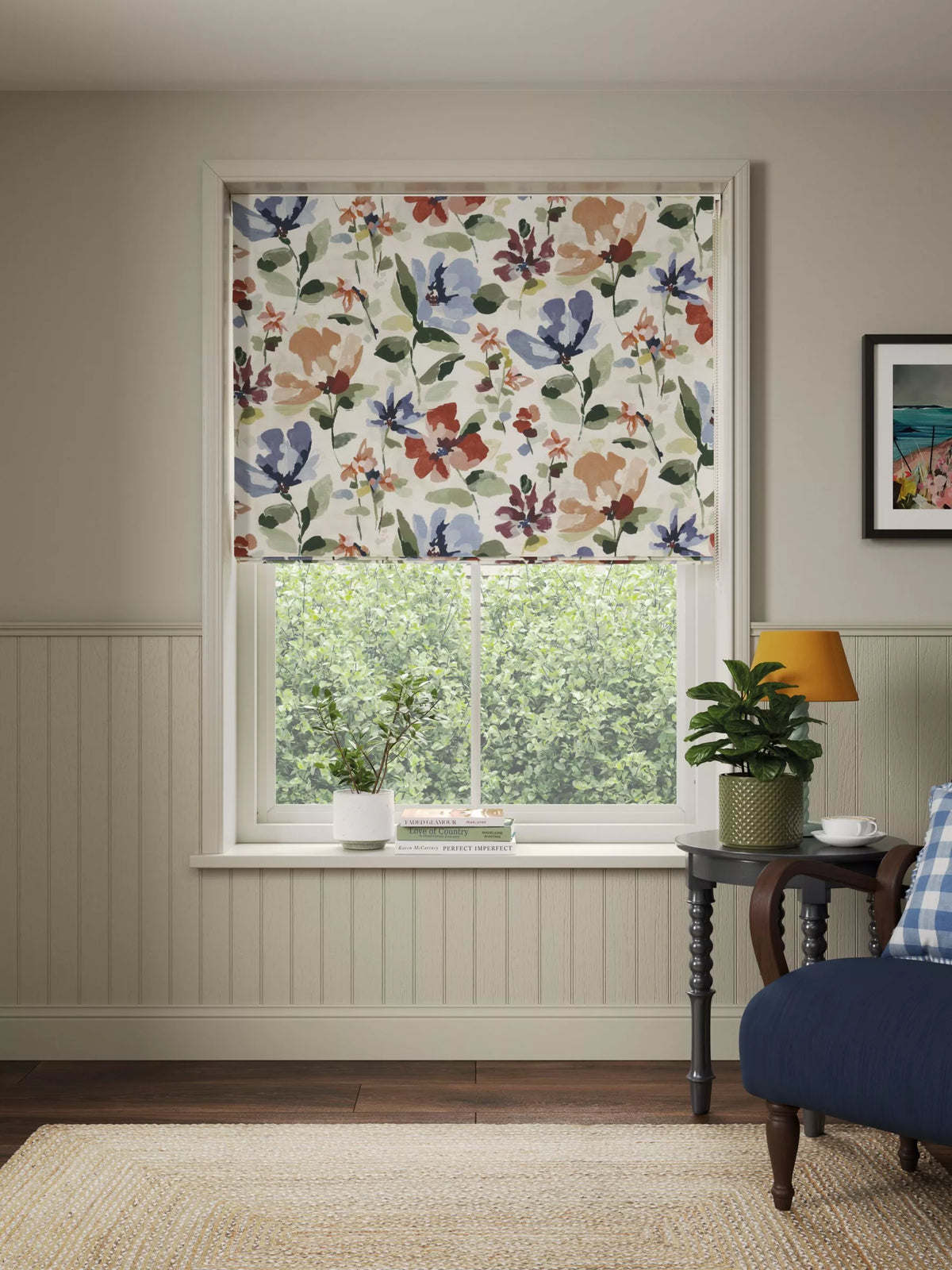 John Lewis Fleur Blackout Roman Blind, Multi, W60 x Drop 140cm
