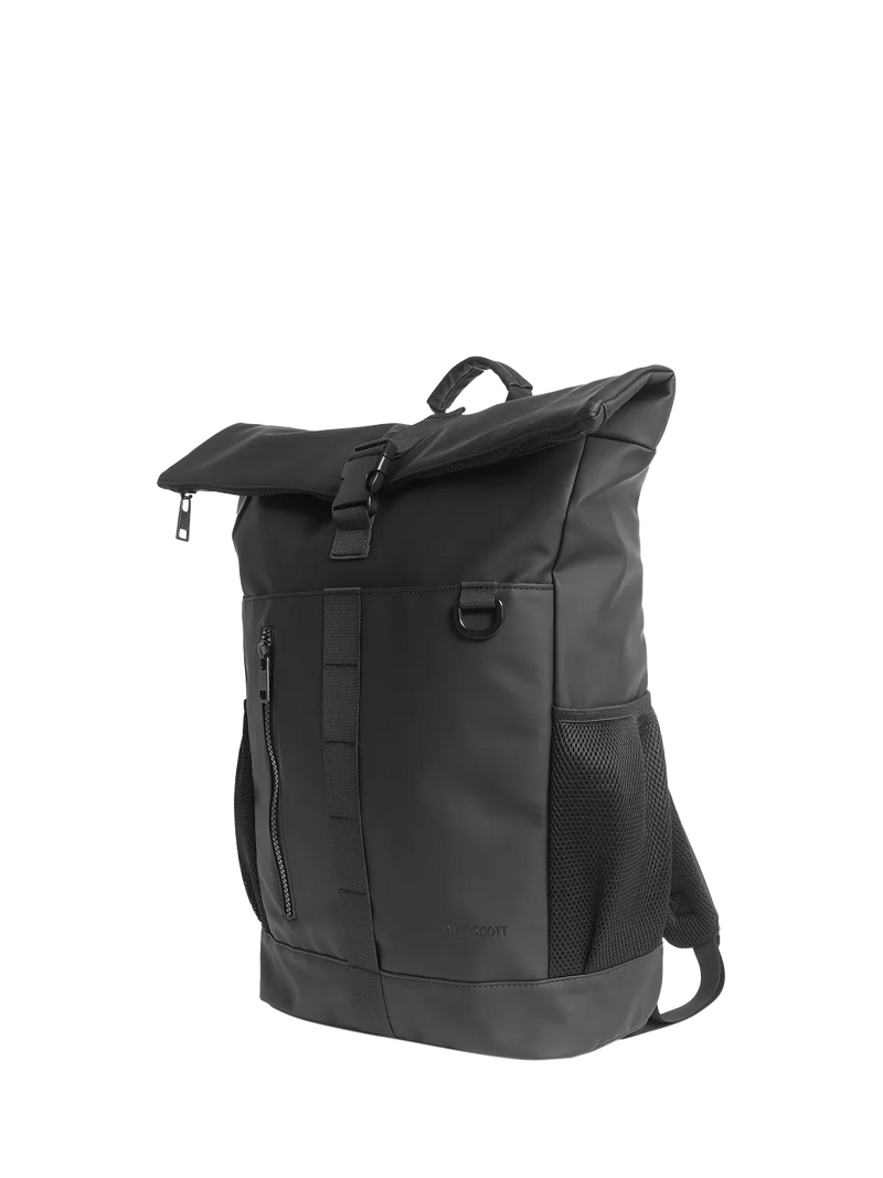 Lyle & Scott rolltop backpack jet black, imported from the UK