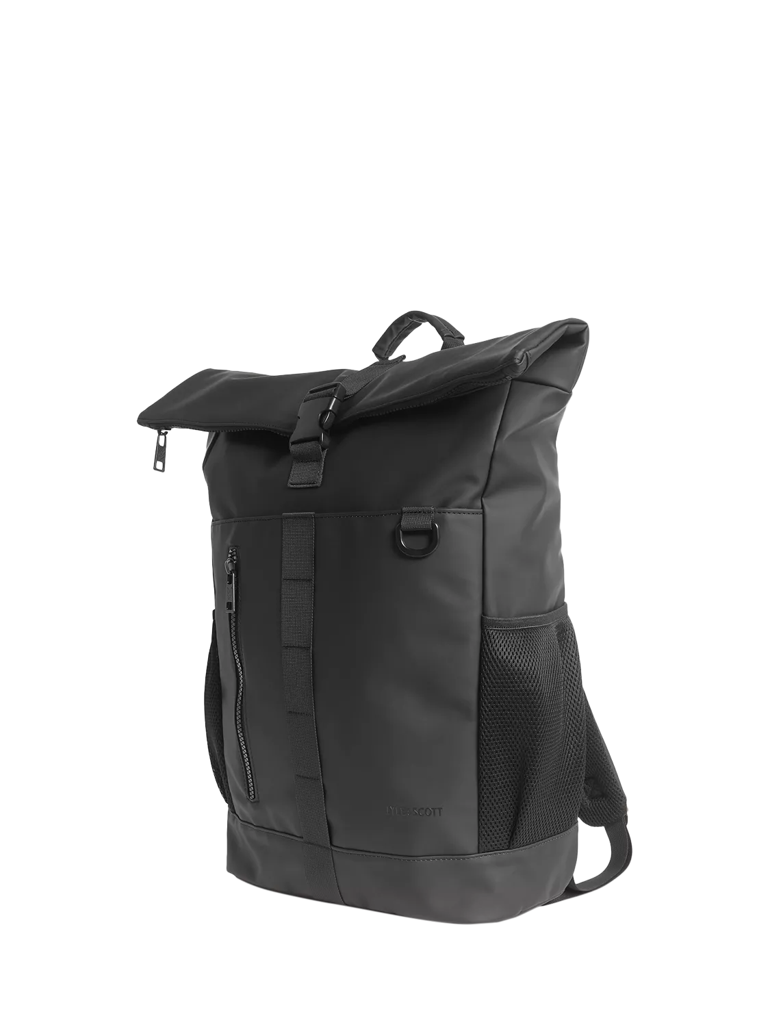 Lyle & Scott rolltop backpack jet black, imported from the UK