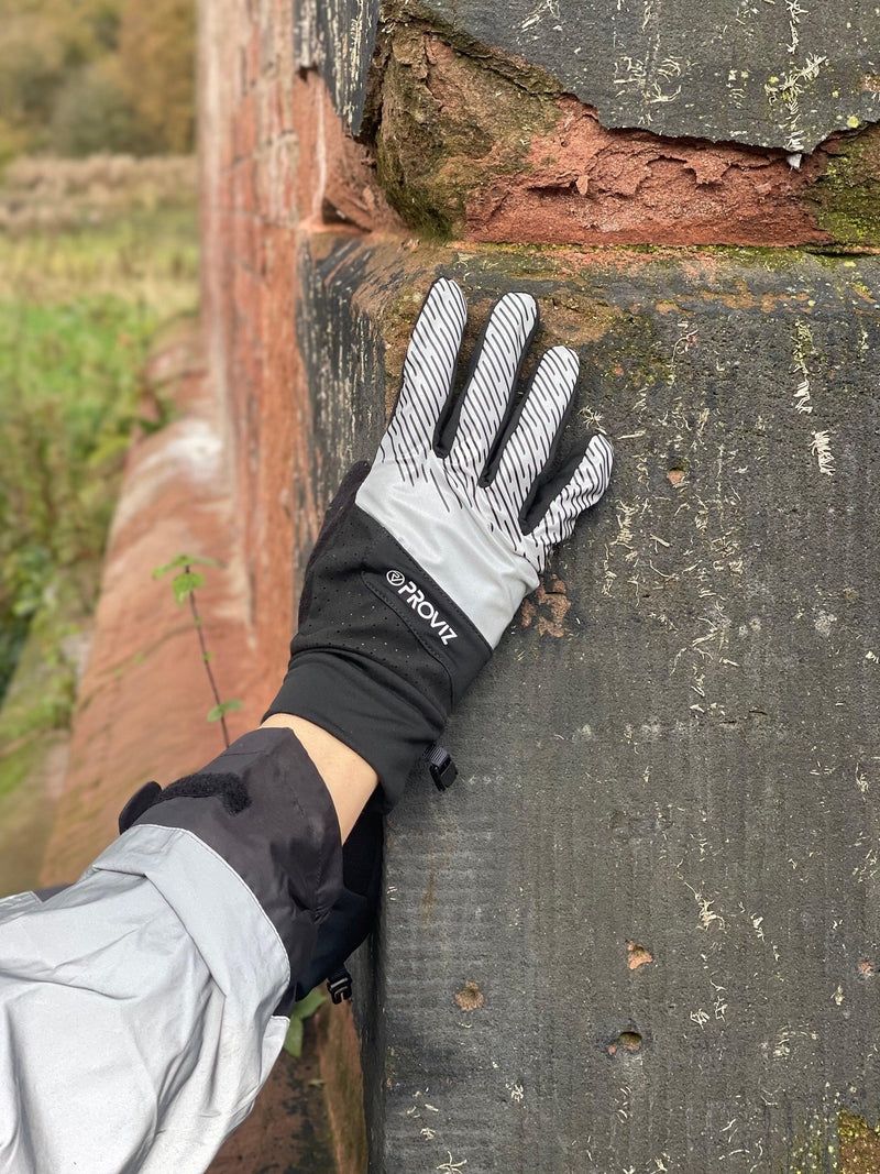 Proviz reflective running gloves silver, UK version