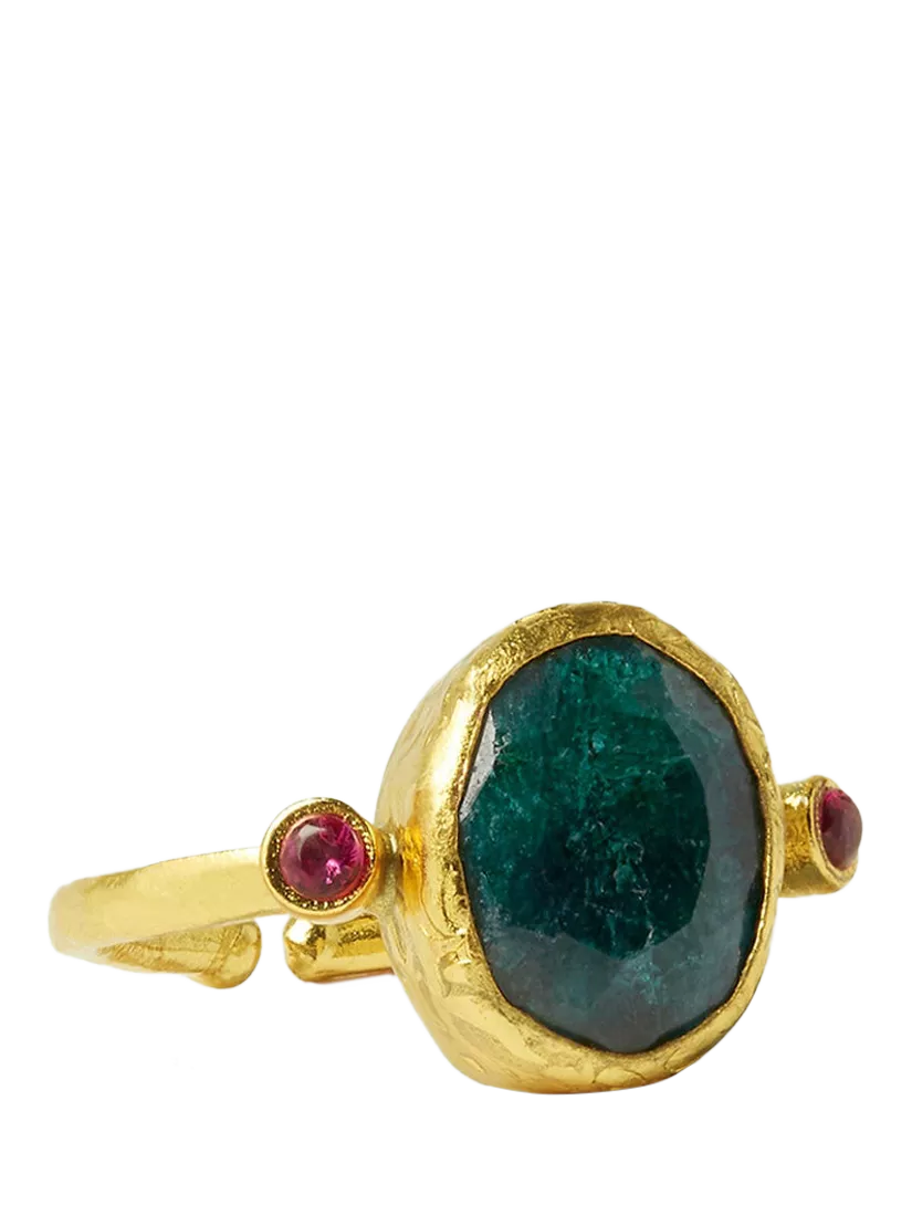 Ottoman Hands emerald ring gold adjustable, imported from the UK