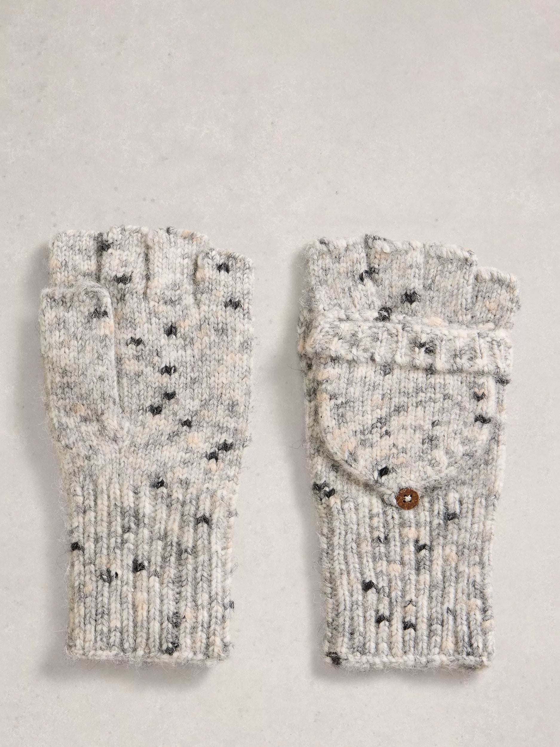 White Stuff spacedye mittens grey multi British brand