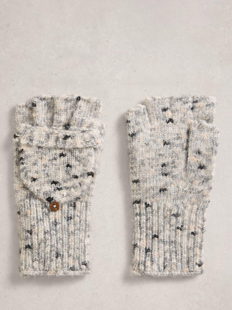 White Stuff spacedye mittens grey multi British brand