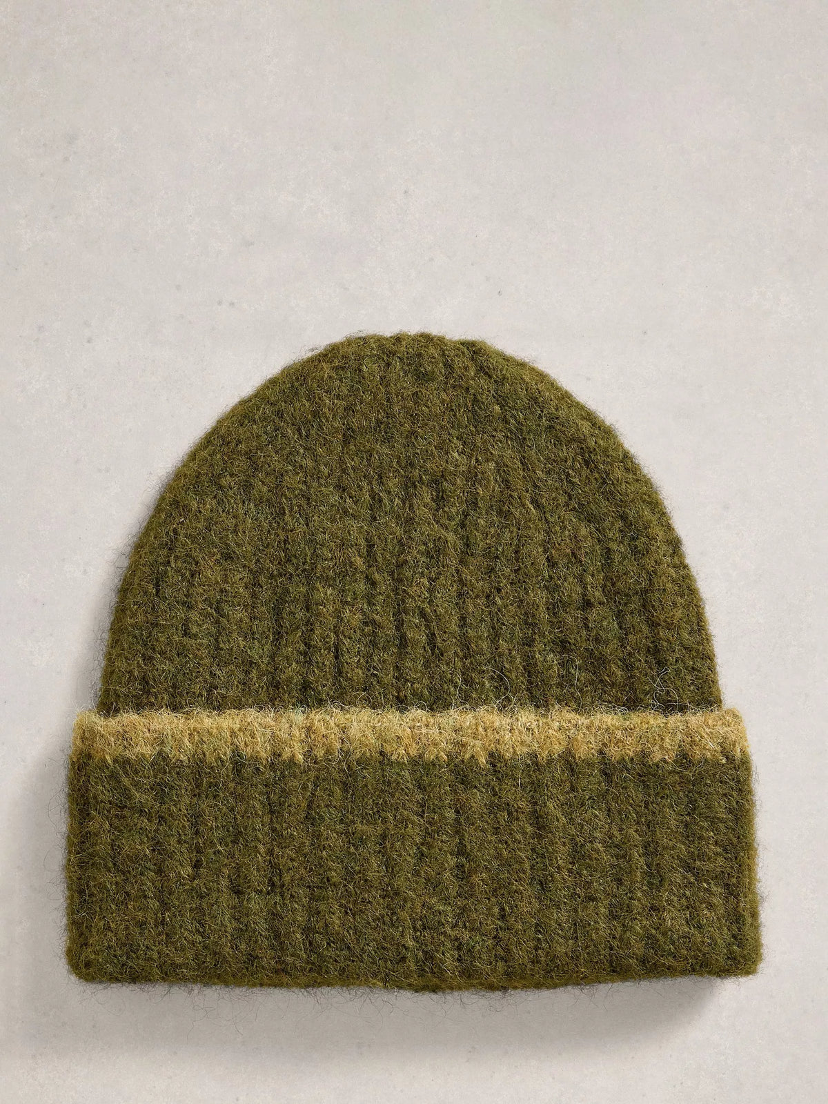 White Stuff Emma Colour-Block Beanie, Khaki Green, One Size
