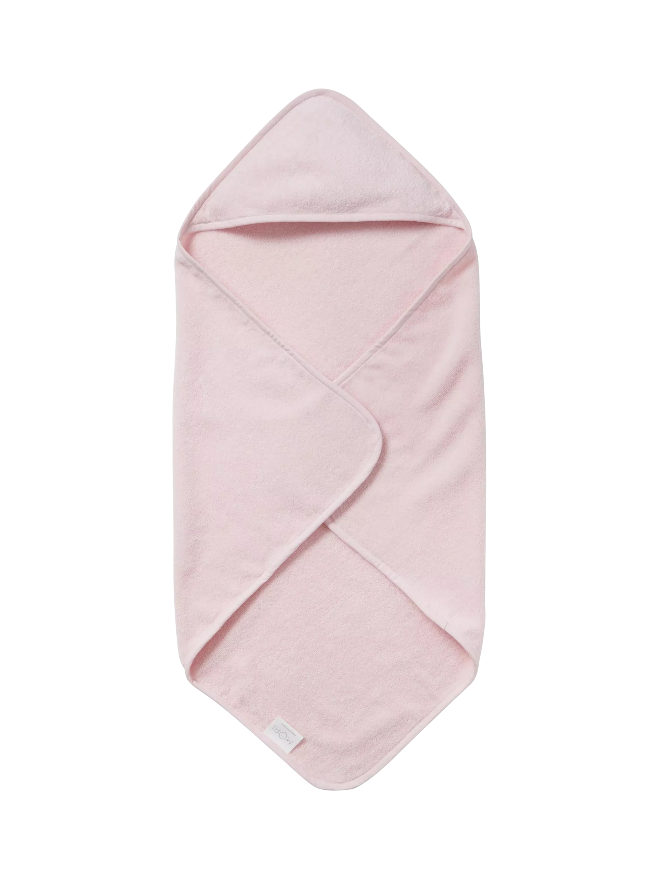 MORI pink hooded baby towel with organic cotton, UK version
