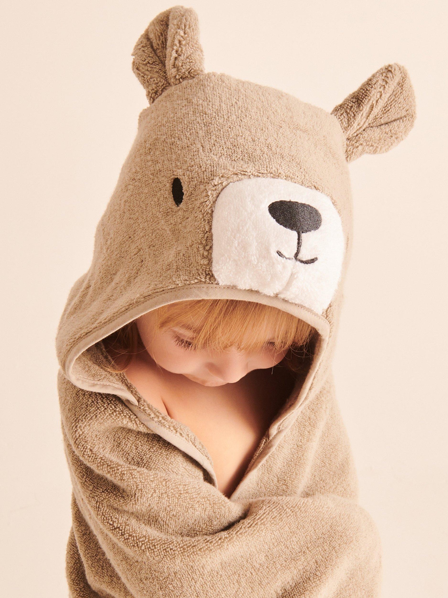 MORI baby hooded toddler towel taupe, UK version