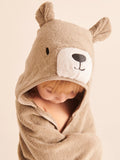 MORI baby hooded toddler towel taupe, UK version