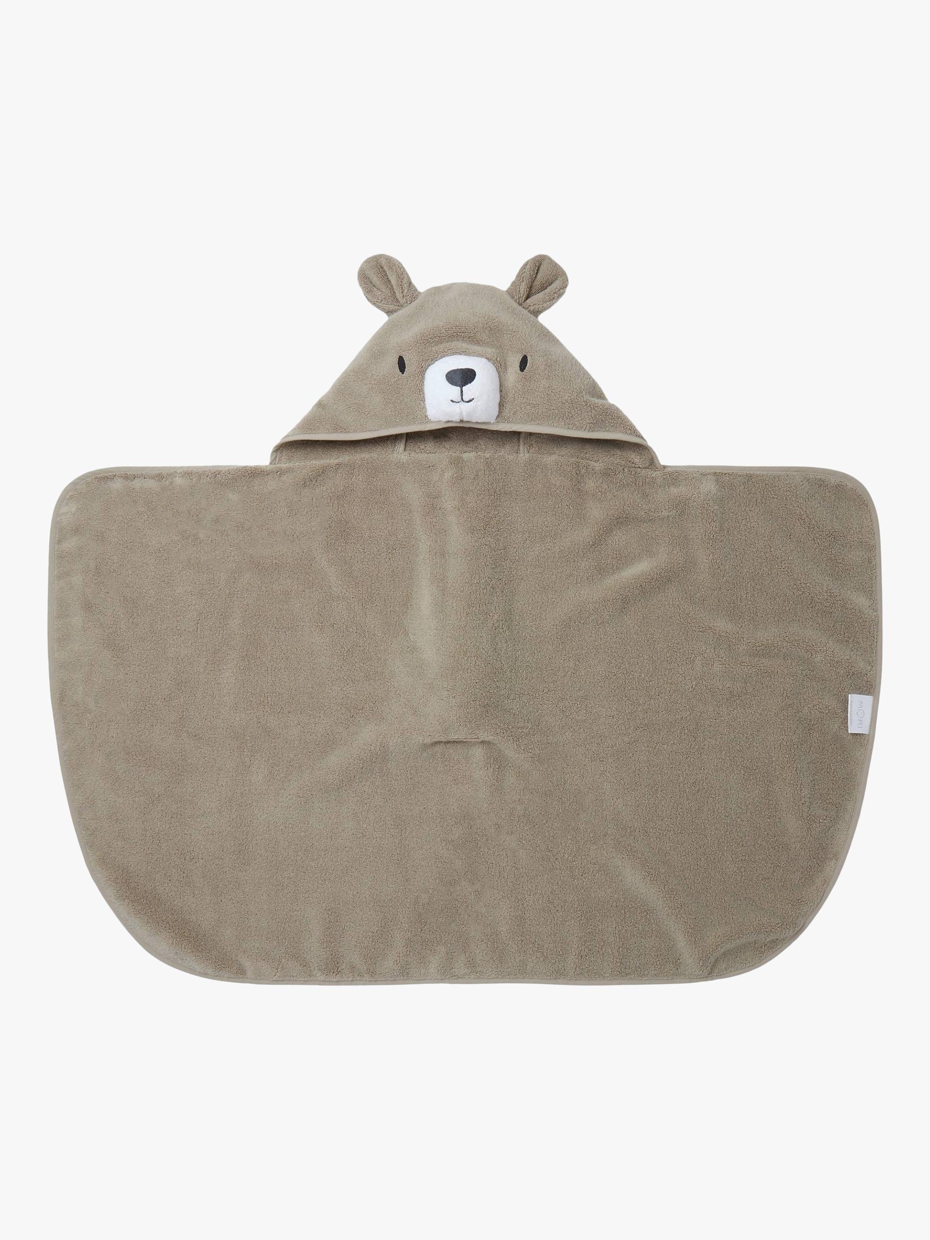 MORI baby hooded toddler towel taupe, UK version
