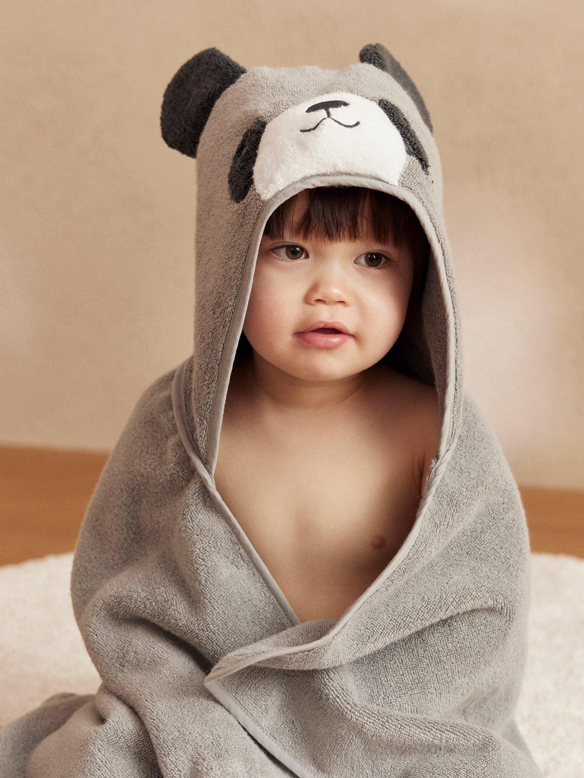 MORI baby hooded towel panda grey, UK version