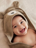 MORI hooded baby towel taupe organic cotton - British product