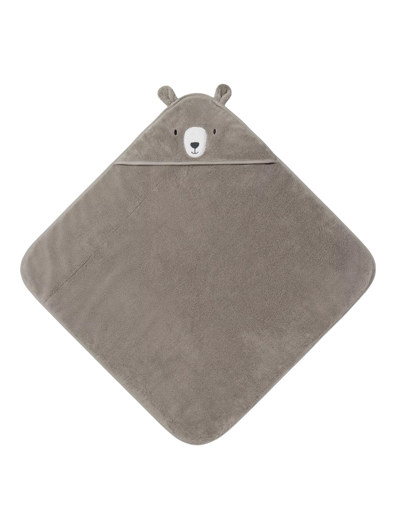 MORI hooded baby towel taupe organic cotton - British product