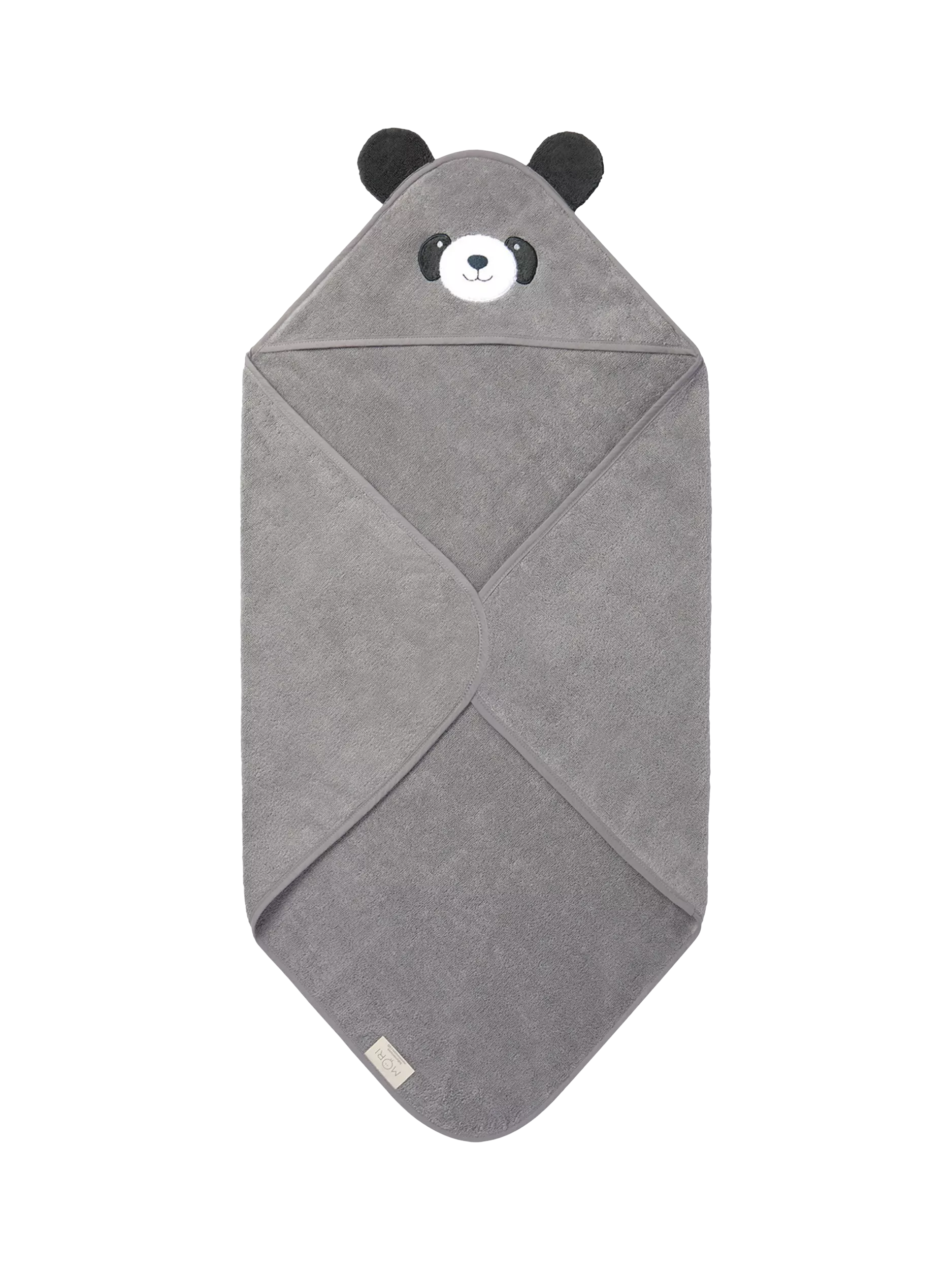 MORI Panda Hooded Baby Towel Cotton Grey (British brand)