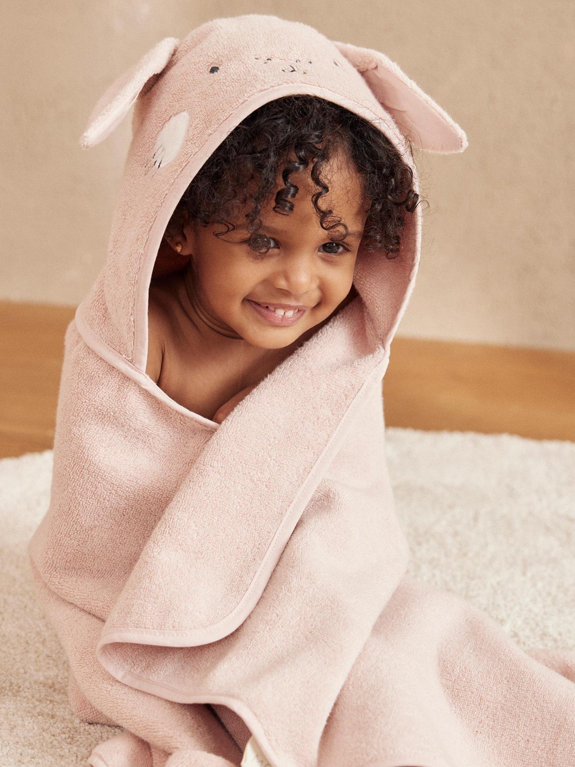 MORI baby hooded towel blush bunny design (British brand)