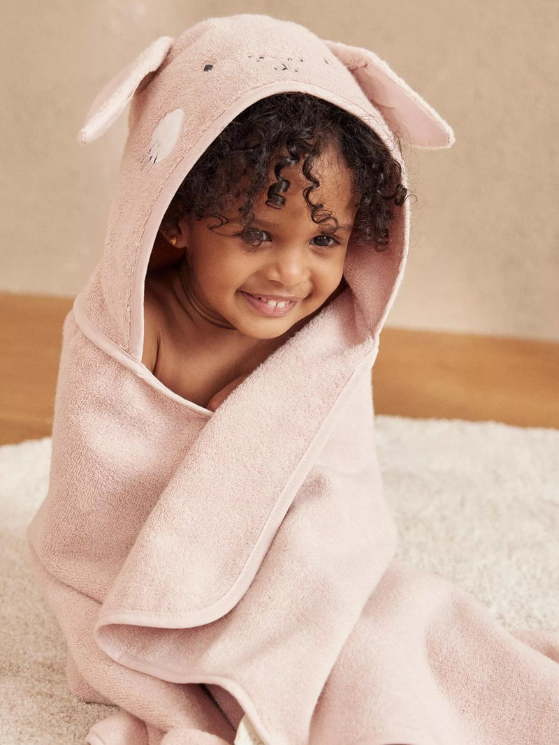 MORI baby hooded towel blush bunny design (British brand)