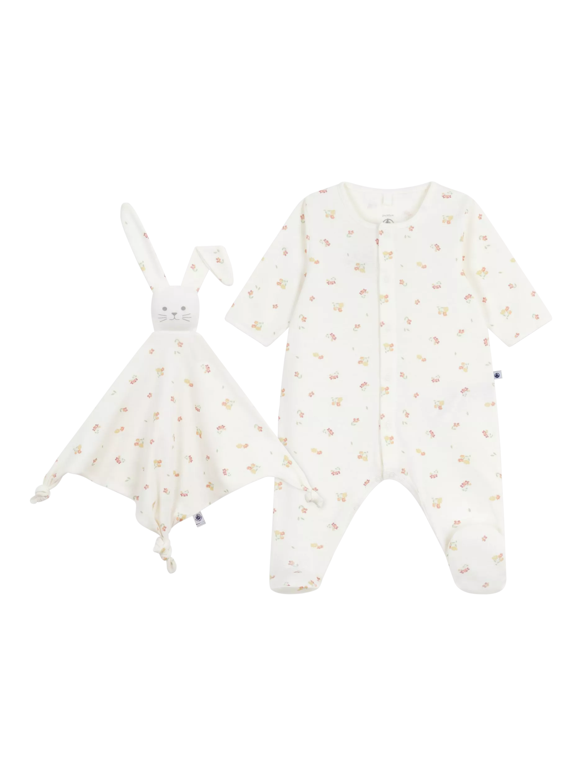 Petit Bateau babygrow gift set with floral pattern, imported from the UK