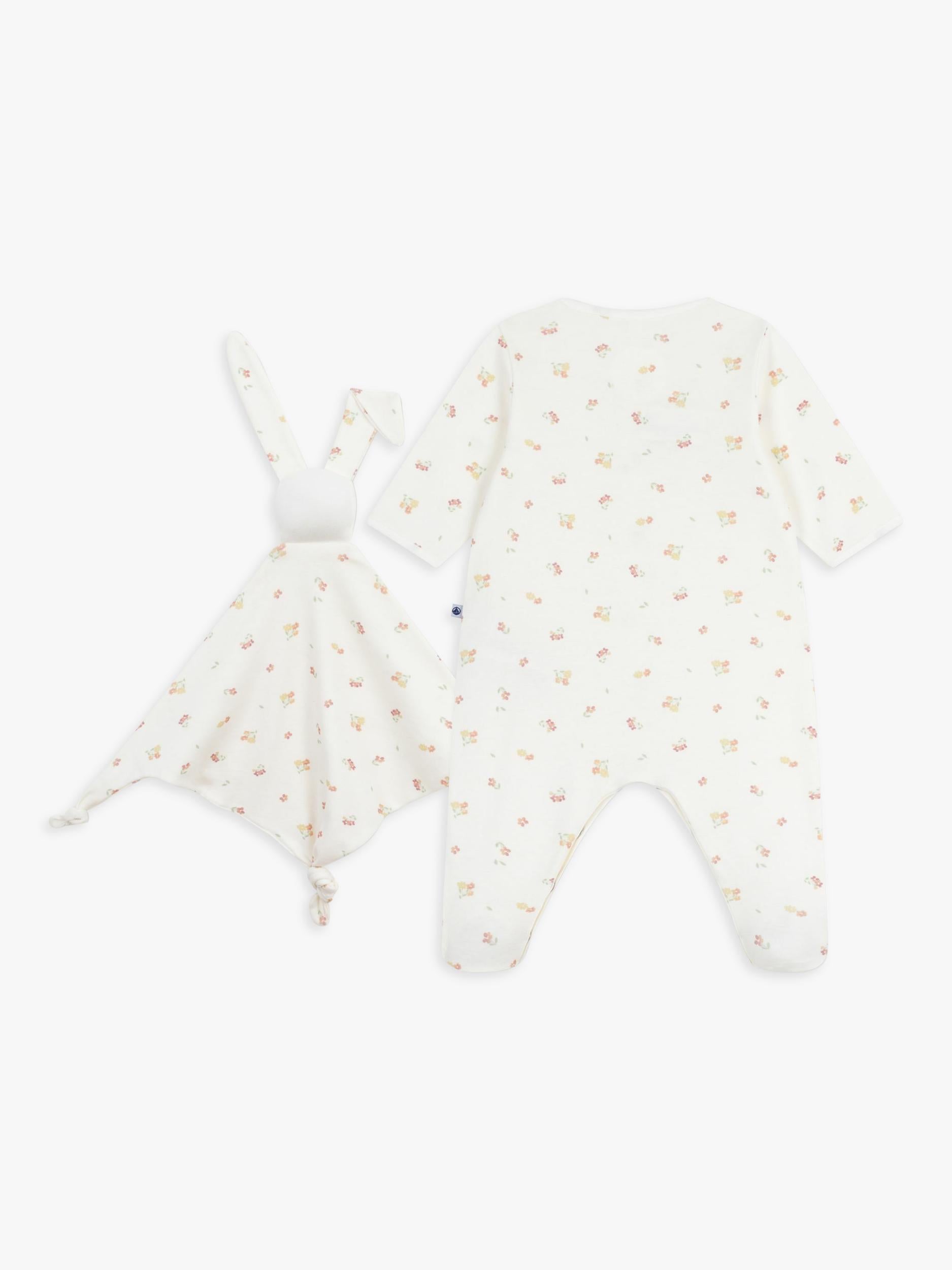 Petit Bateau babygrow gift set with floral pattern, imported from the UK