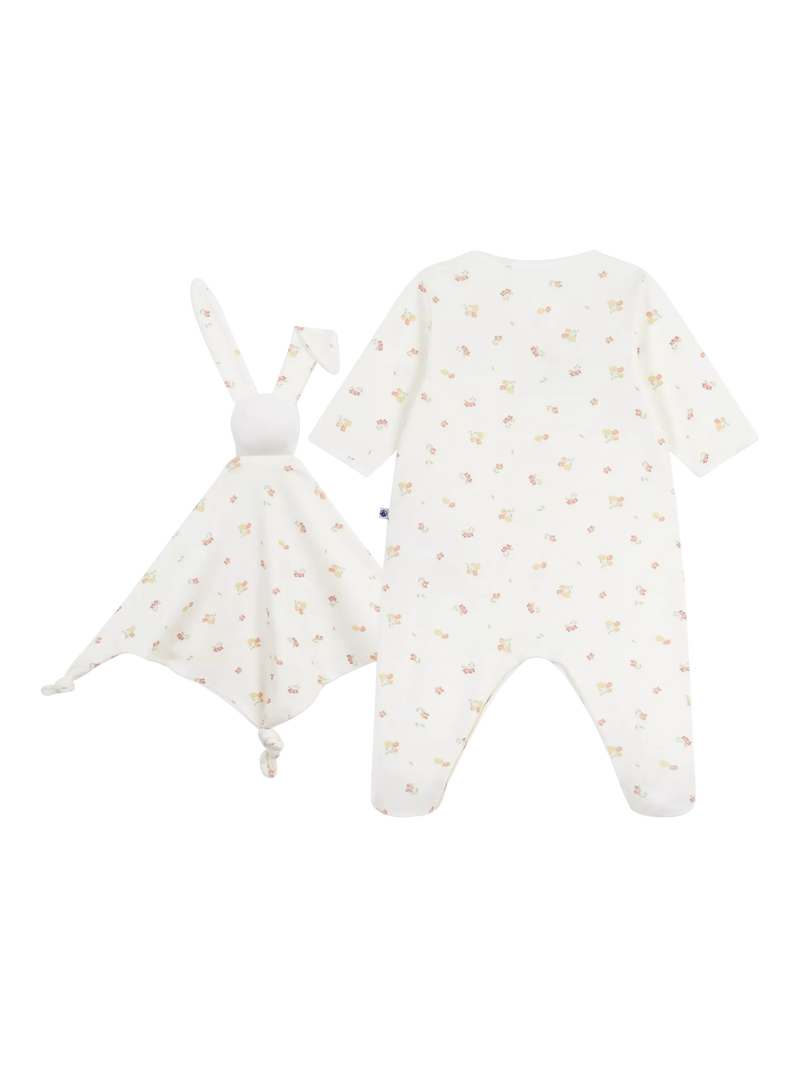 Petit Bateau babygrow gift set with floral pattern, imported from the UK