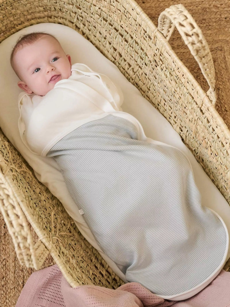MORI baby swaddle bag blue organic cotton bamboo, imported from the UK