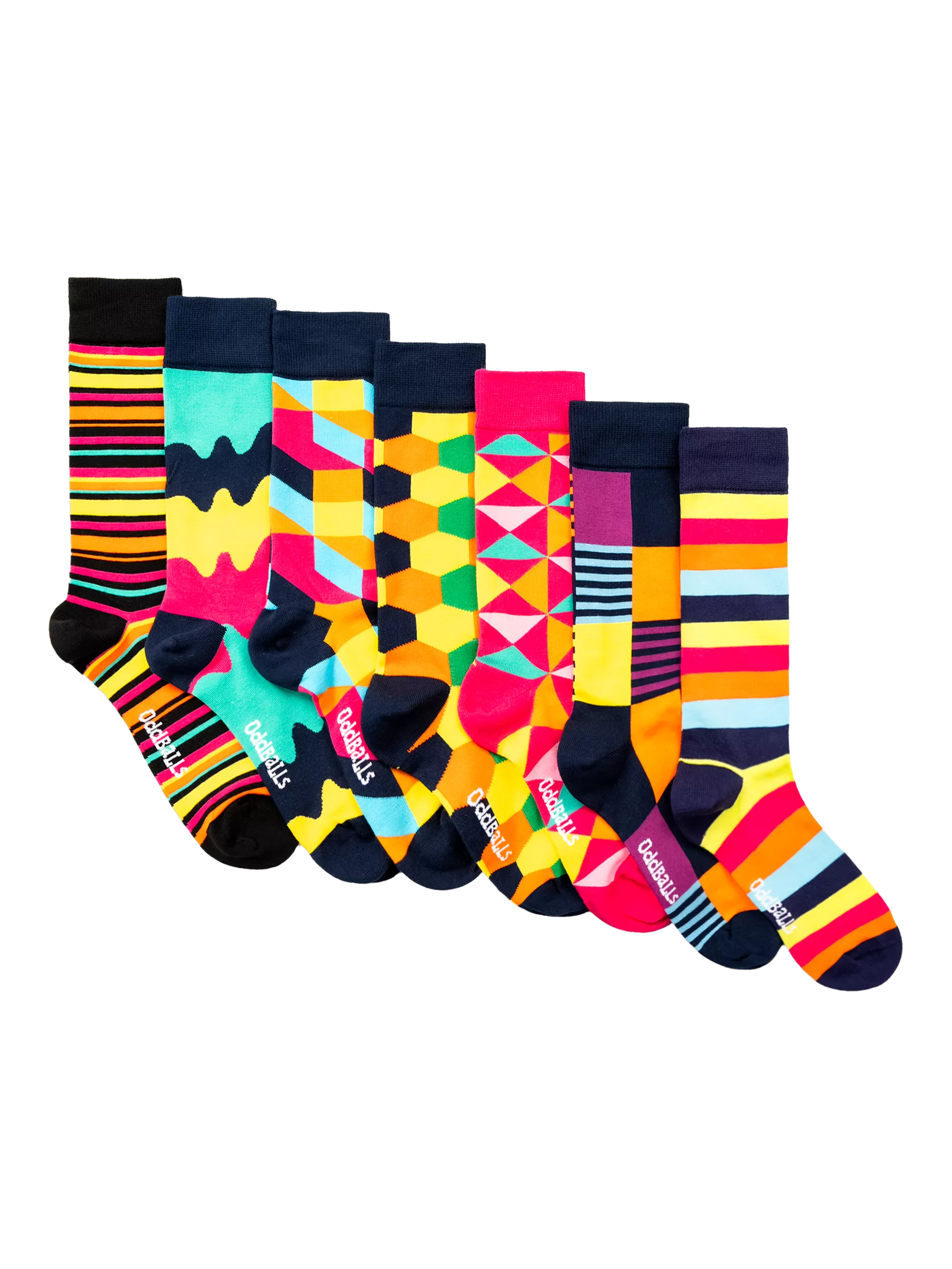OddBalls Mix & Match stretch cotton socks pack of 7, UK version
