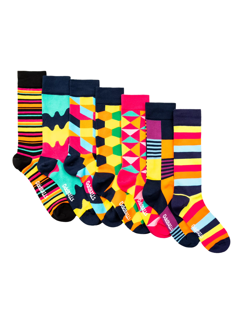 OddBalls Mix & Match stretch cotton socks pack of 7, UK version