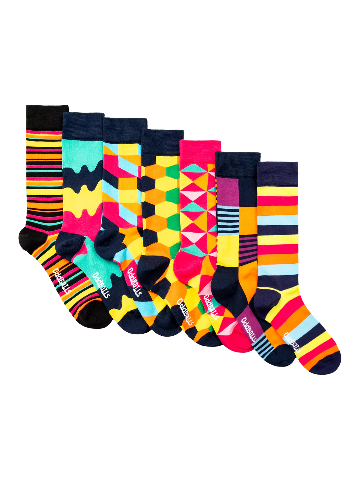 OddBalls Mix & Match stretch cotton socks pack of 7, UK version