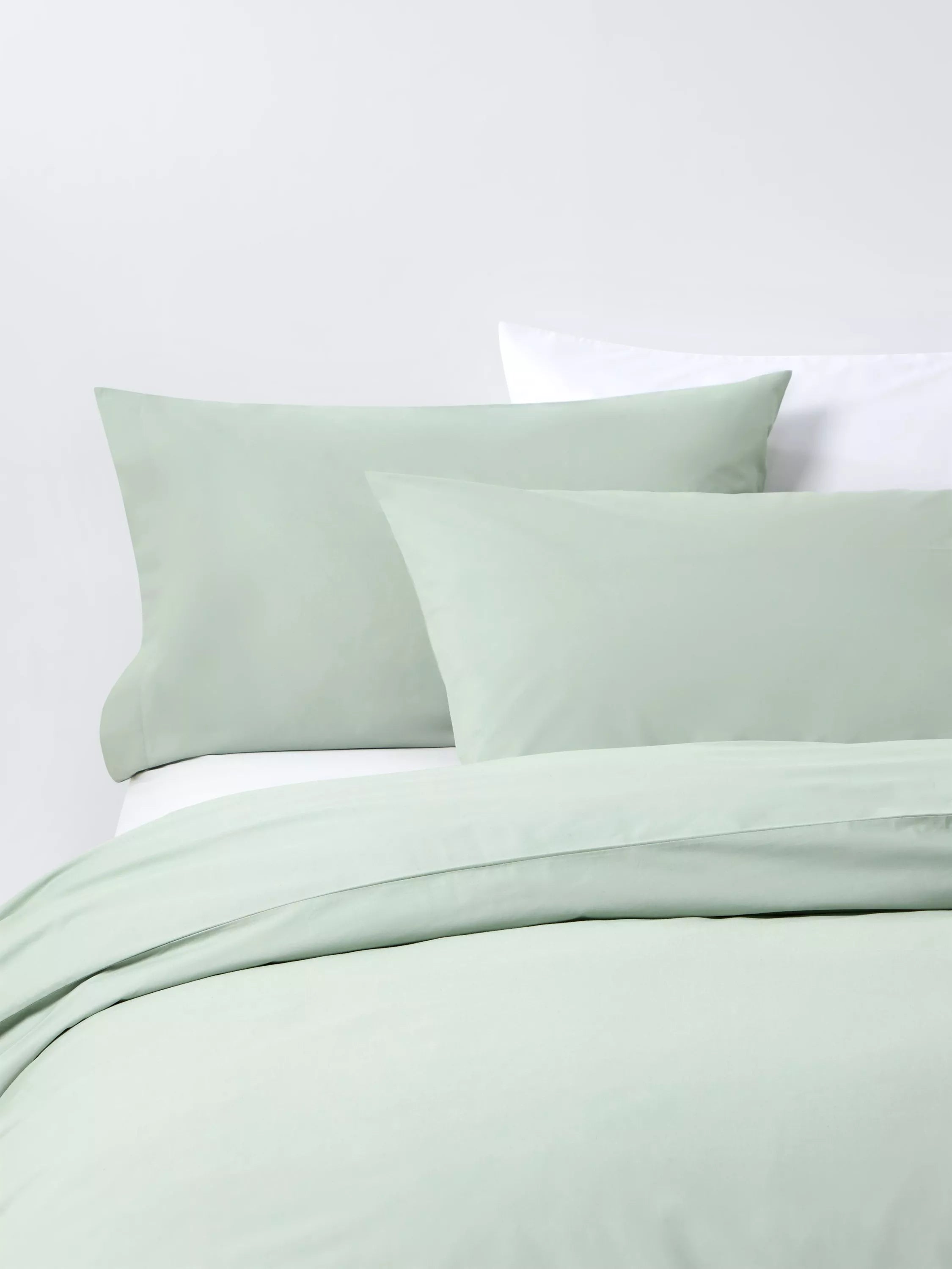 John Lewis Crisp & Fresh Cotton Rich 200 Thread Count Single Duvet Cover Set, Green Light